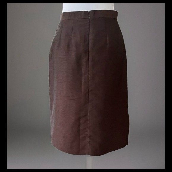 Harve Bernard Brown Satin Pencil Skirt Size 6 - Picture 8 of 8